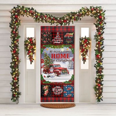 Alternative view of All Hearts Come Home For Christmas Red Truck Decorative Front Door Cover - Christmas Door Cover Decoration