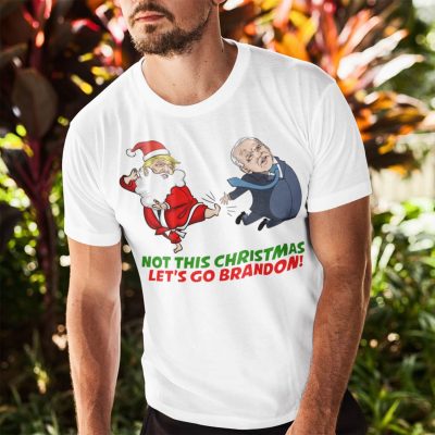 Alternative view of Not This Christmas Let's Go Brandon Funny Christmas T-Shirt - V-Neck Shirt