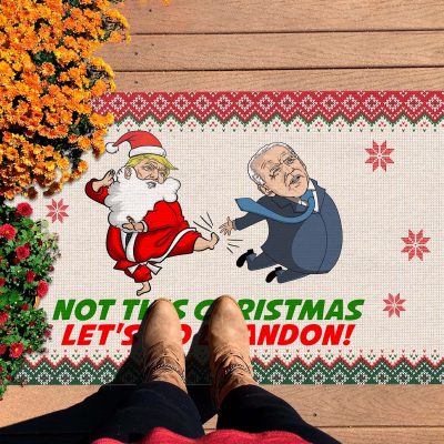 Alternative view of Not This Christmas Let's Go Brandon Funny Christmas House Doormat - Outdoor Doormat
