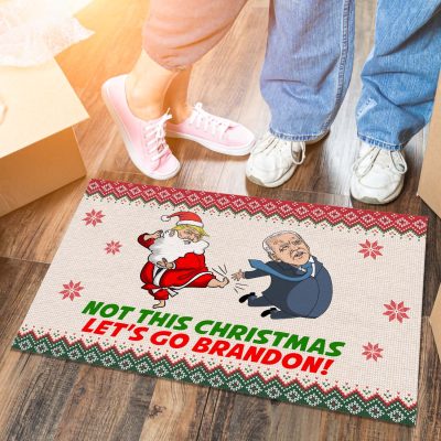 Not This Christmas Let's Go Brandon Funny Christmas House Doormat - Outdoor Doormat