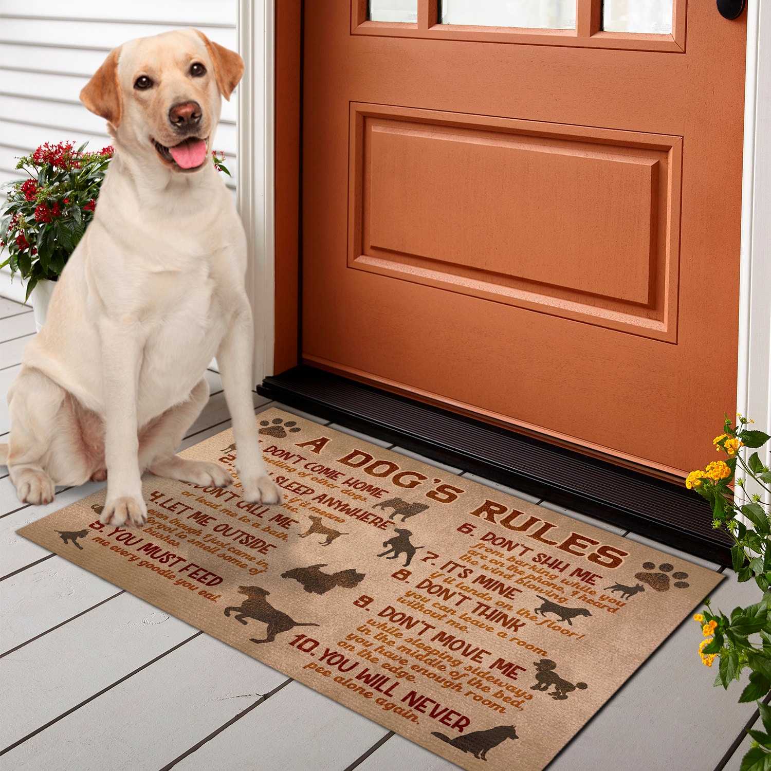 3. A Dog's Rules (doormat) Labrador Retriever Doormat Mockup