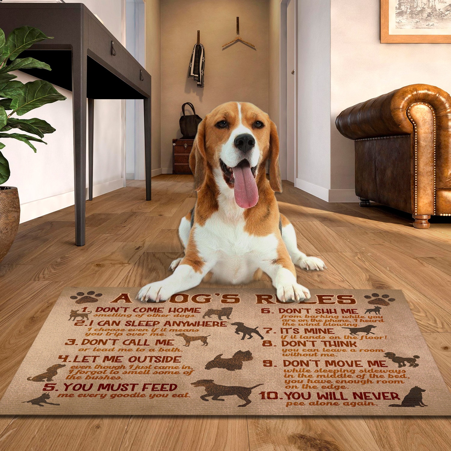 3. A Dog's Rules (doormat) Beagle Doormat Mockup