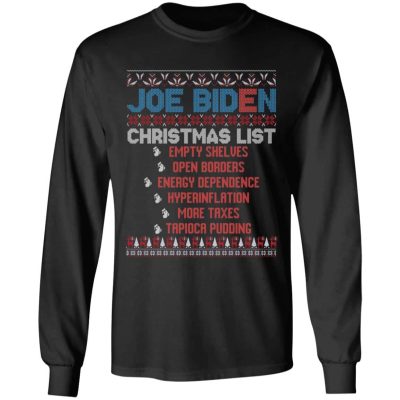 13TM UU TIEN. Joe Biden Christmas List, Black, Long Sleeve