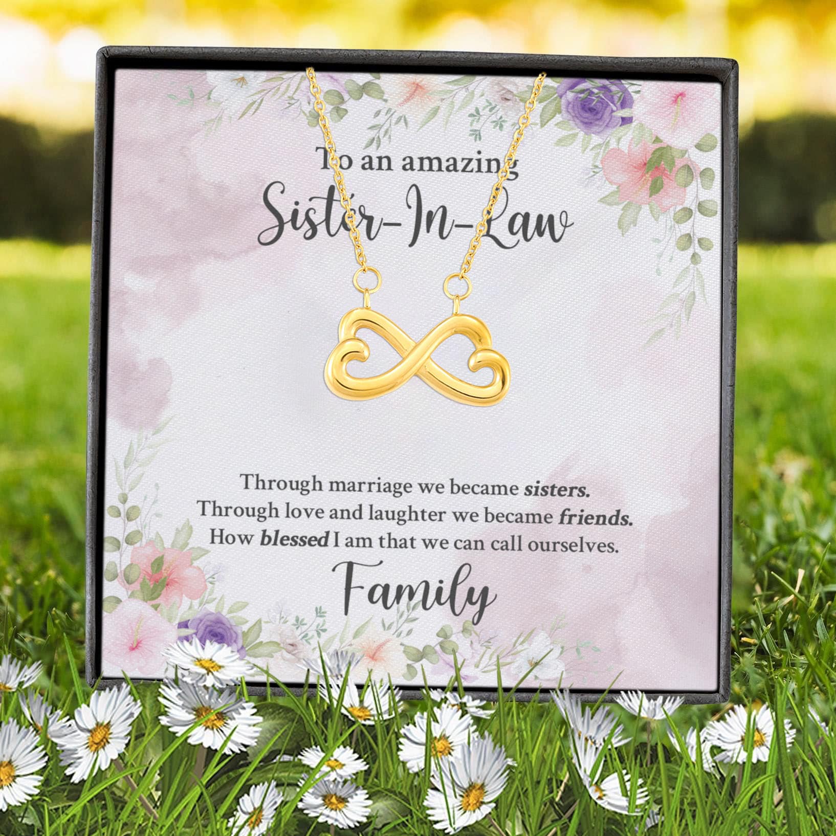 2VT. An Amazing Sister In Law Infinity Heart Necklace (Gold) 7