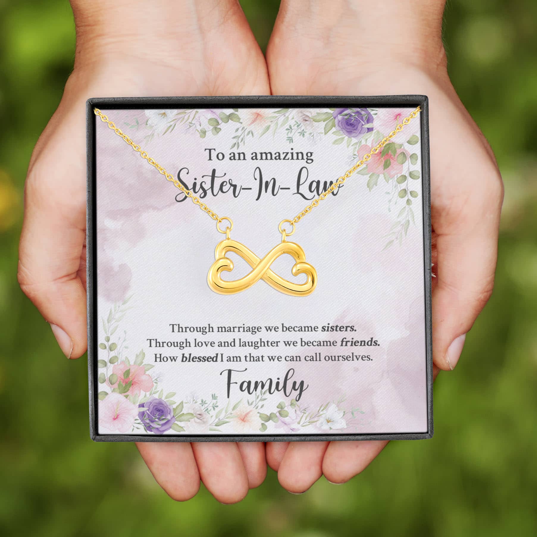 2VT. An Amazing Sister In Law Infinity Heart Necklace (Gold)