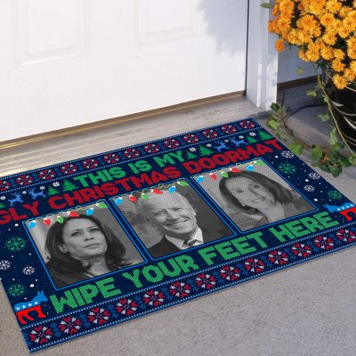 Alternative view of This Is My Ugly Christmas Doormat Wipe Your Feet Here Funny Nancy Biden Harris House Doormat - Outdoor Doormat