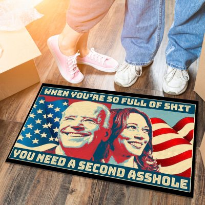Alternative view of When You're so Full of Shit You Need a Second Asshole Funny Anti Biden Kamala Entrance Decorative Doormat - Indoor Outdoor Mat
