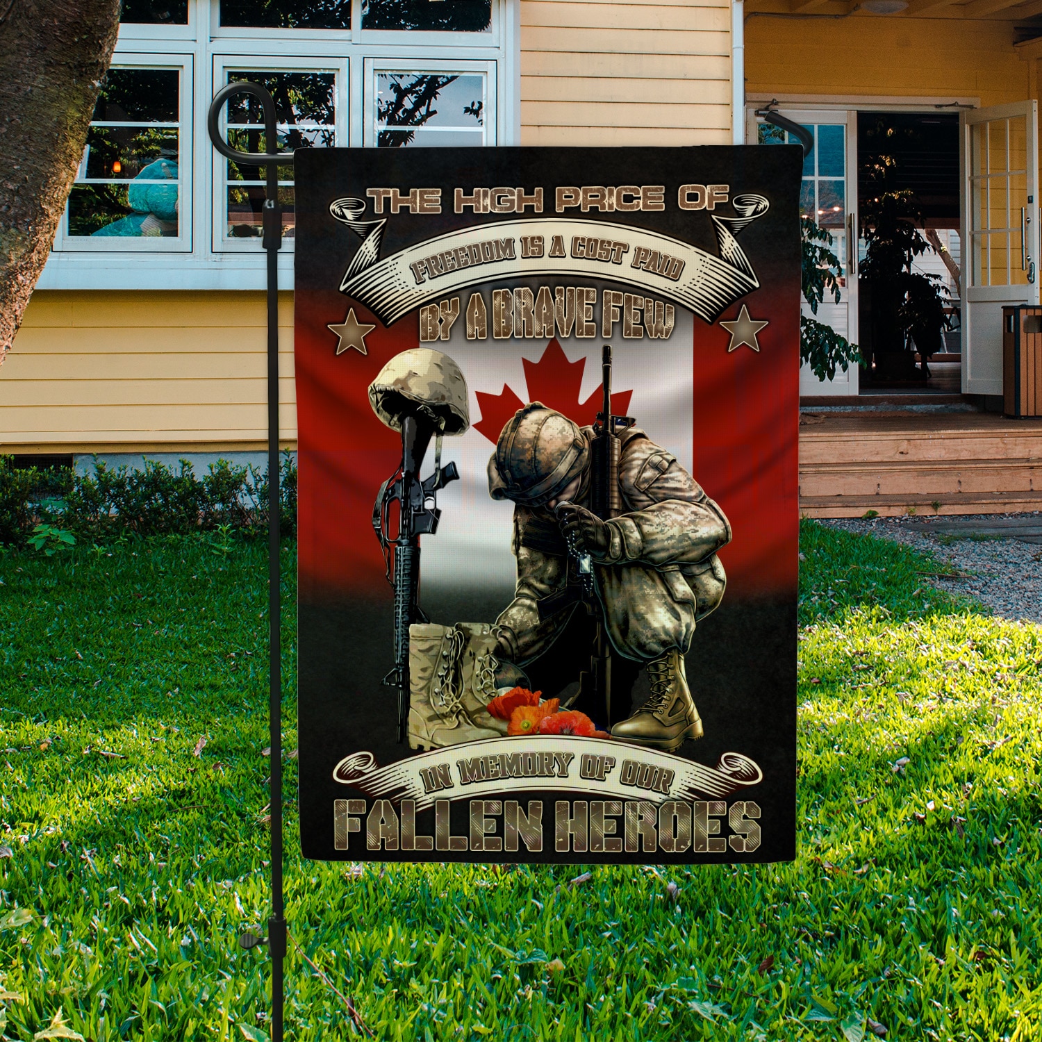 3Th. Fallen Heroes Canadian Veteran (30x40) Garden Flag Mockup 3