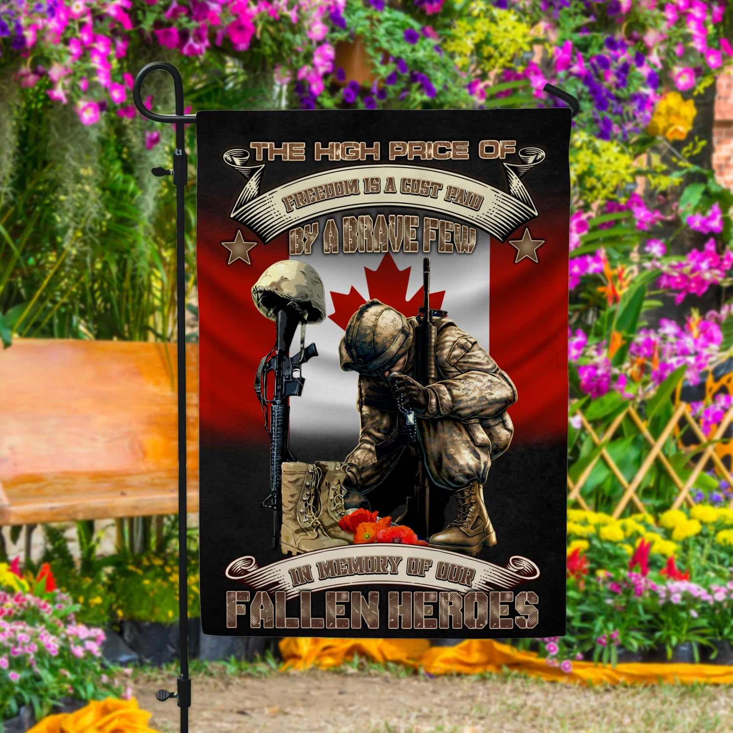 3Th. Fallen Heroes Canadian Veteran (30x40) Garden Flag Mockup 4
