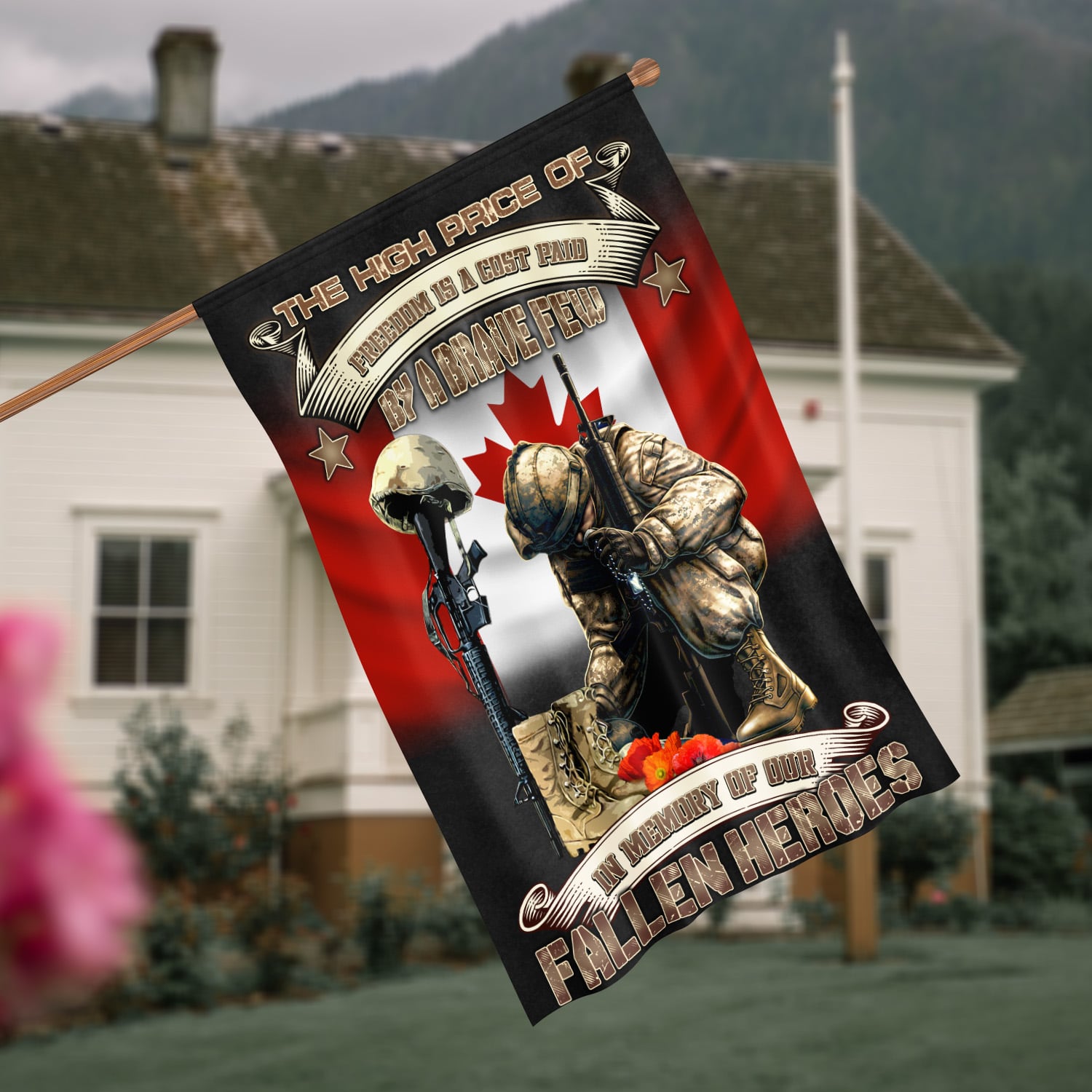 3Th. Fallen Heroes Canadian Veteran (30x40) House Flag Mockup 4