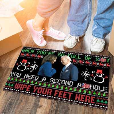 Alternative view of Joe Biden Kamala Harris When You're So Full Of Shit You Need A Second Asshole Ugly Christmas Doormat
