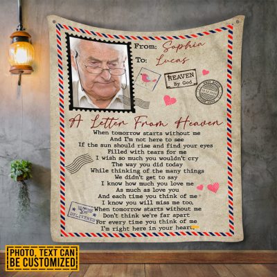 Alternative view of Custom Photo Airmail A Letter From Heaven In Loving Memory Fleece Blanket - Personalized Memorial Blanket
