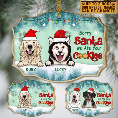 Sorry Santa I Ate Your Cookies Personalized Dog Breed Decorative Custom Shaped Wooden Christmas Ornament