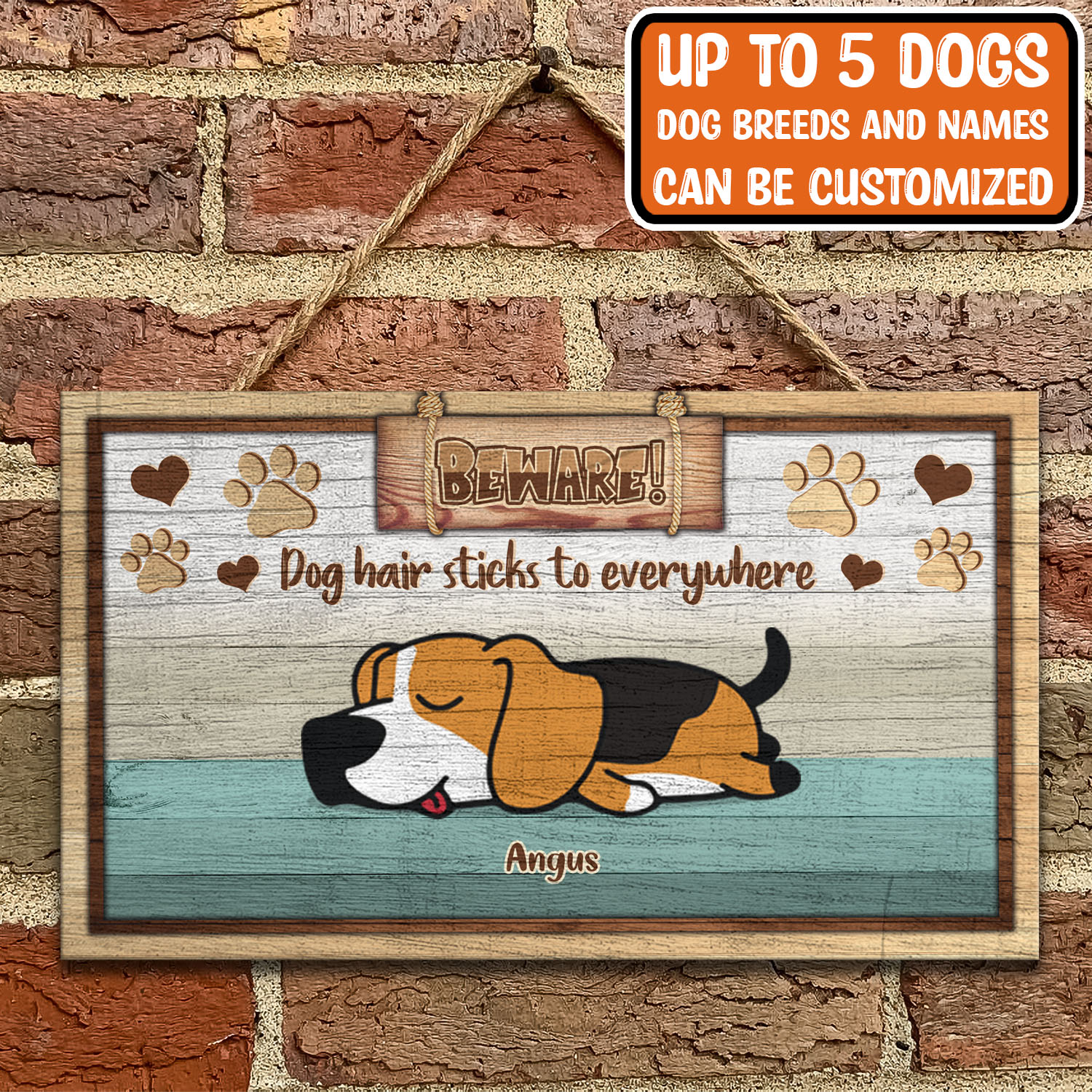 9VT. Beware Dog Hair Sticks door sign mk5