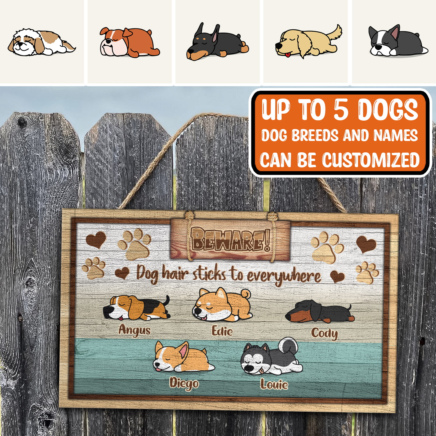 9VT. Beware Dog Hair Sticks door sign mk1