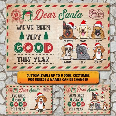 Alternative view of Dear Santa I've Been Very Good Dog This Year Personalized Dog Breed Christmas House Doormat - Outdoor Indoor Doormat