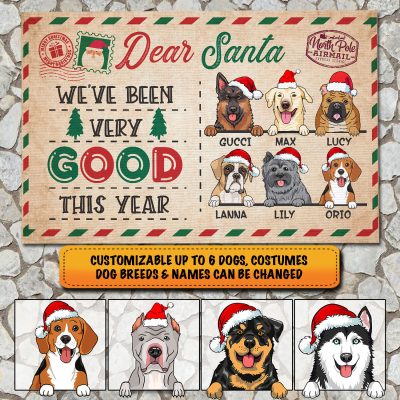 Dear Santa I've Been Very Good Dog This Year Personalized Dog Breed Christmas House Doormat - Outdoor Indoor Doormat