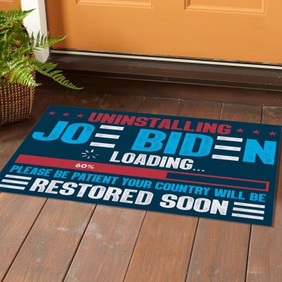 Alternative view of Uninstalling Joe Biden Please Be Patient Your Country Will Be Restored Soon House Doormat - Outdoor Indoor Mat