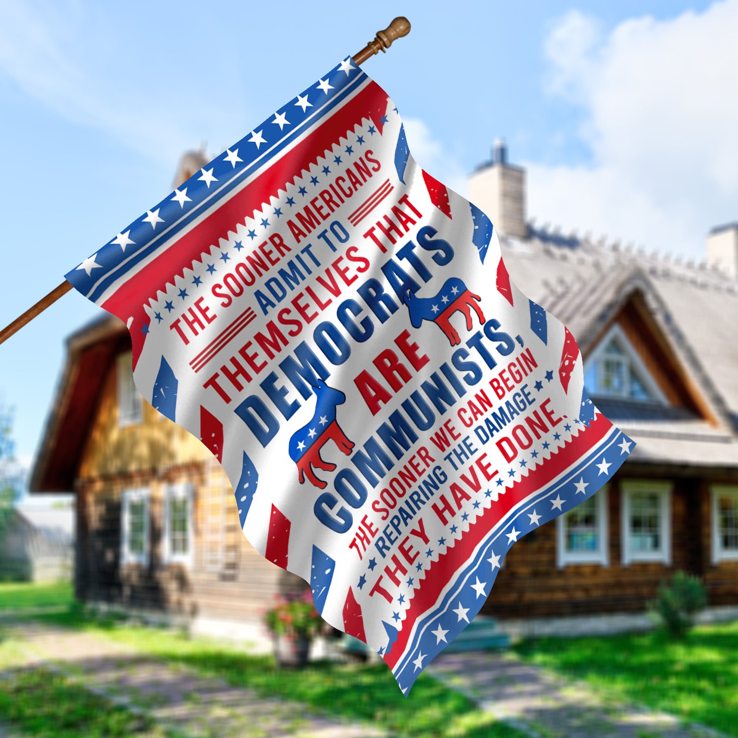 2O. Sooner Americans-30x40 House Flag Mockup 5