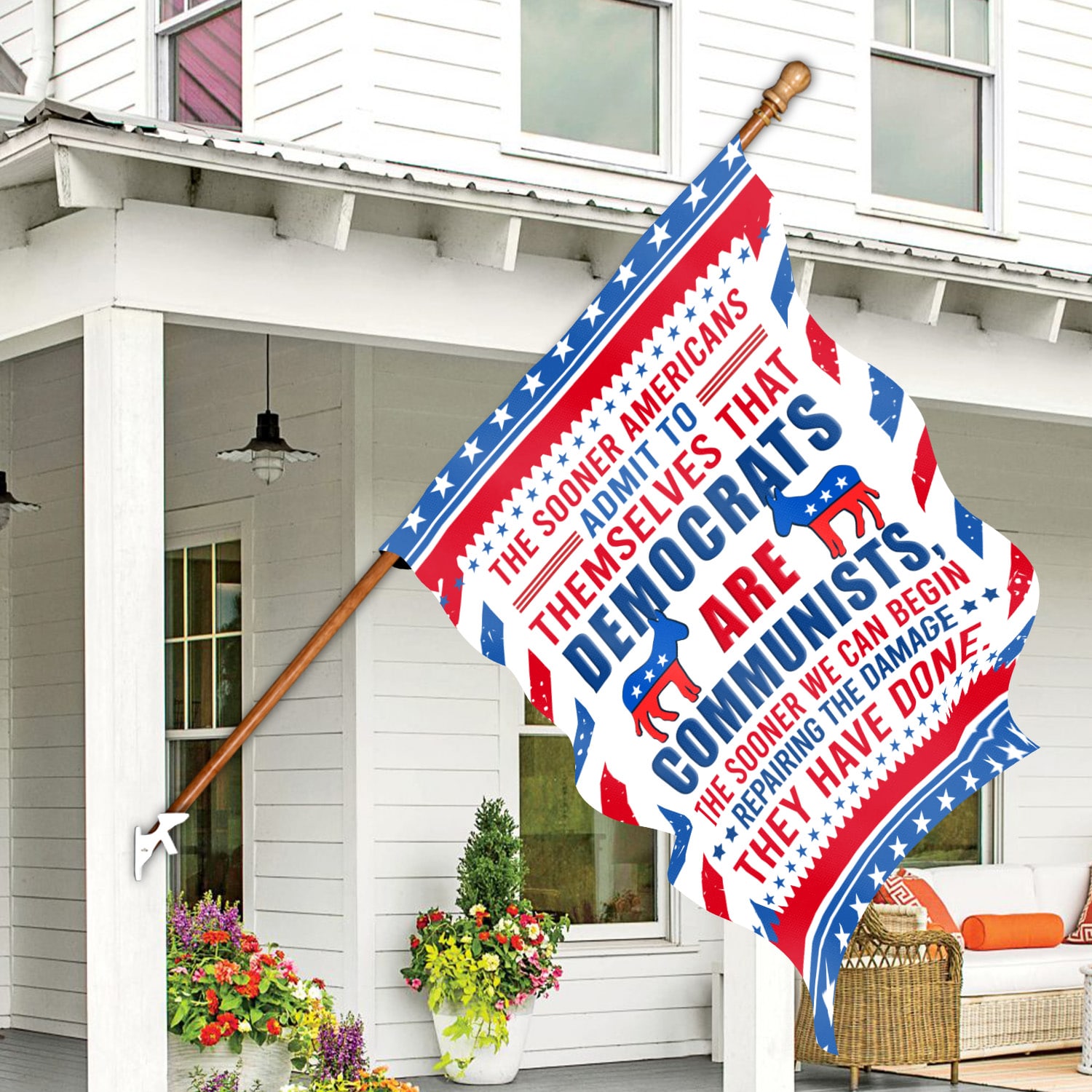 2O. Sooner Americans-30x40 House Flag Mockup 7