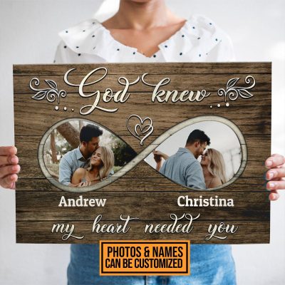 Alternative view of God Knew My Heart Needed You Personalized Photo Couple Name Framed Canvas Prints - Unframed Poster