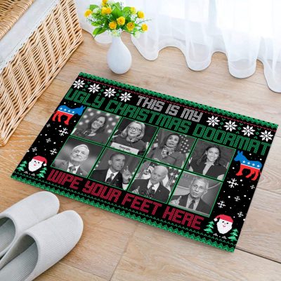 Alternative view of This Is My Ugly Christmas Doormat Wipe Your Feet Here Funny Biden Anti Democrat Entrance Indoor Outdoor Decorative Doormat