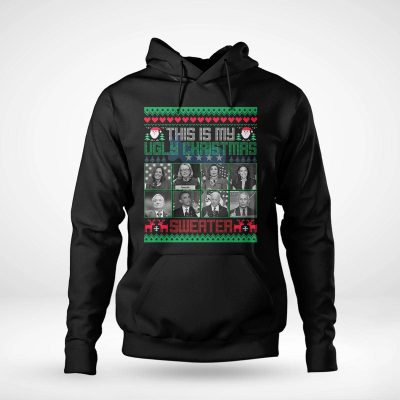 Alternative view of This Is My Ugly Christmas Doormat Wipe Your Feet Here Funny Biden Anti Democrat Hoodie - Sweatshirt - Long Sleeve Shirt