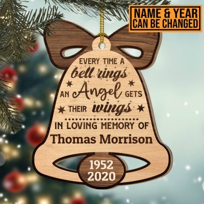 Alternative view of Personalized Every Time A Bell Rings Custom Shaped Ornament - In Loving Memory Christmas Ornament