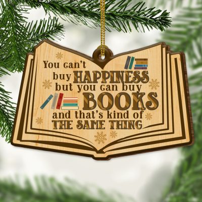 You Can't Buy Happiness But You Can Buy Books Decorative Custom Shaped Wooden Christmas Ornament
