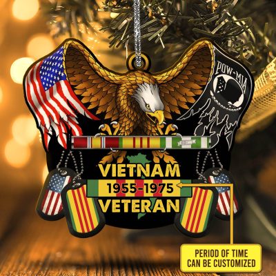 Alternative view of Personalized Vietnam Veteran Eagle Decorative Custom Shaped Wooden Christmas Ornament Keepsake