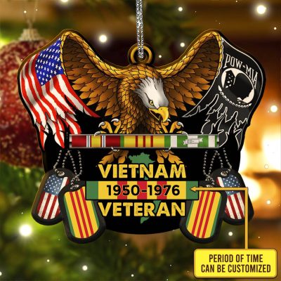 Personalized Vietnam Veteran Eagle Decorative Custom Shaped Wooden Christmas Ornament Keepsake