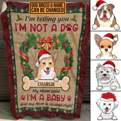 Personalized Dog Breeds I'm Telling You I'm Not A Dog Blanket - Christmas Dog Lover Throw Blanket