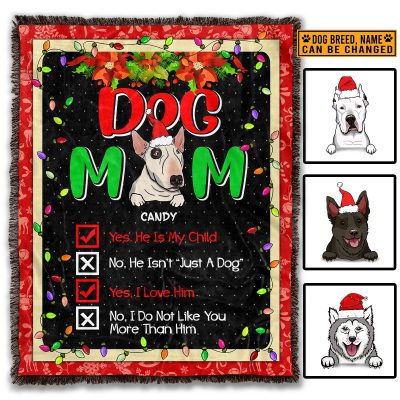 Personalized Dog Breeds Dog Mom Blanket - Custom Christmas Dog Lover Throw Blanket
