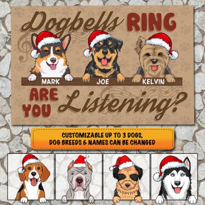 Personalized Dog Breeds Dogbells Ring Are You Listening Doormat - Funny Chrismast Doormat For Dog Lovers
