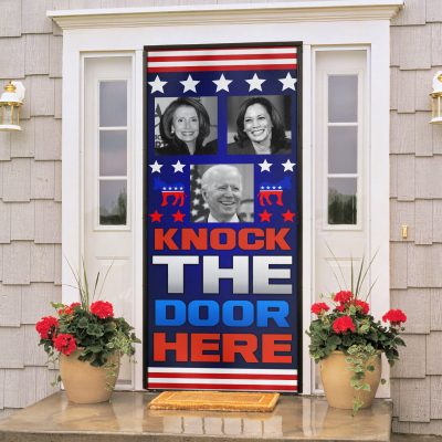 Alternative view of Knock the Door Here Funny Decorative Door Cover - Biden Kamala Pelosi Funny Door Decor
