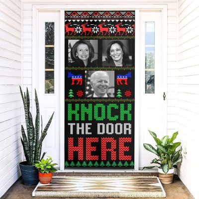 Knock the Door Here Decorative Door Cover - Biden Kamala Pelosi Funny Door Decor