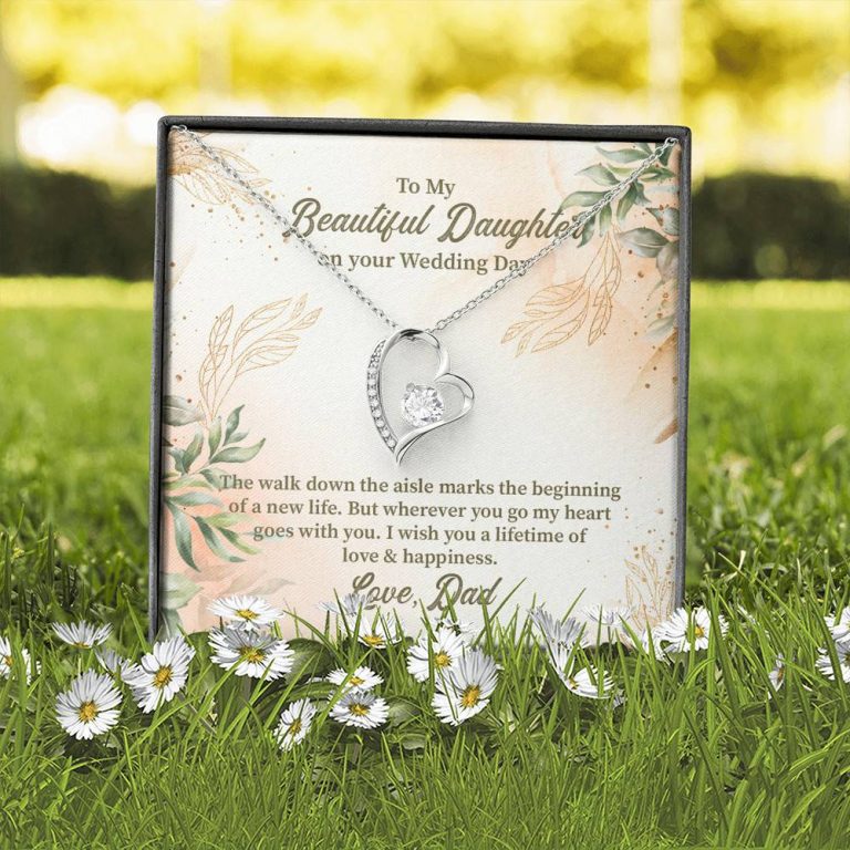 From Dad To My Beautiful Daughter On Your Wedding Day The Walk Down Forever Love Heart Pendant Necklace