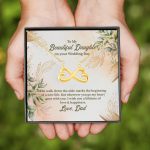 4VT. Dad To My Beautiful Daughter Wedding Infinity Heart Necklace (Gold)