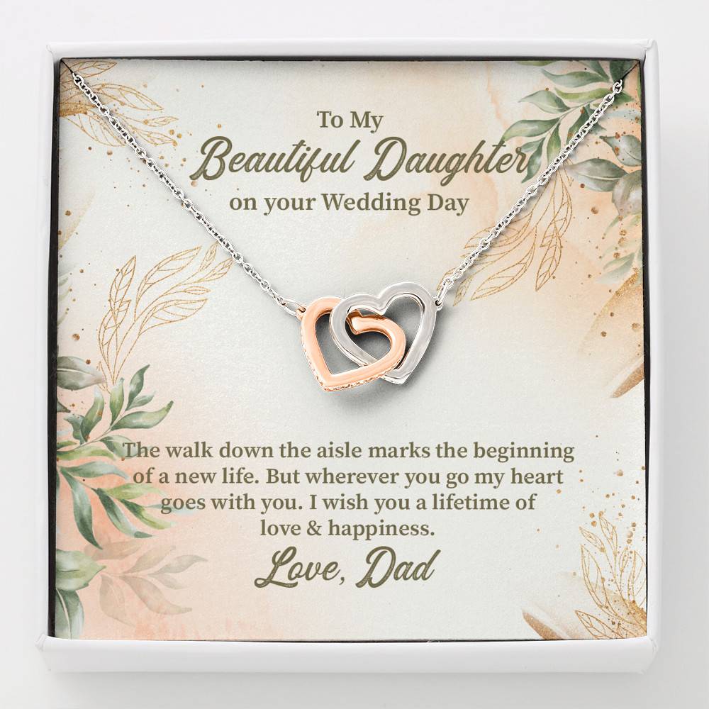 From Dad To My Beautiful Daughter On Your Wedding Day The Walk Down Interlocking Hearts Pendant Necklace - Interlocking Hearts Necklace From Dad To My Beautiful Daughter On Your Wedding Day The Walk Down Interlocking Hearts Pendant Necklace - Interlocking Hearts Necklace