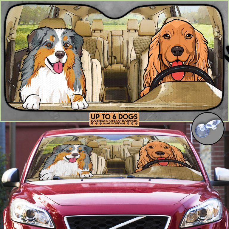 Personalized Dog Breeds Car Auto Sun Shade - Funny Custom Peeking