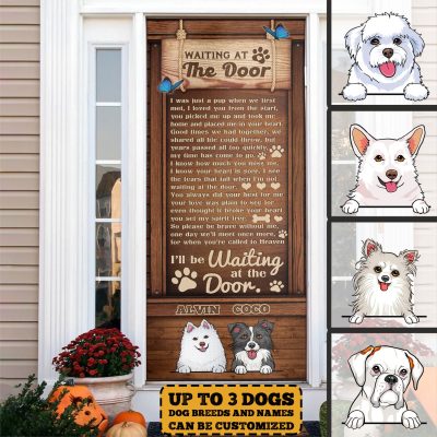 Alternative view of Personalized Dog Breed Waiting at The Door Decorative Door Cover - Dog Memorial Door Cover