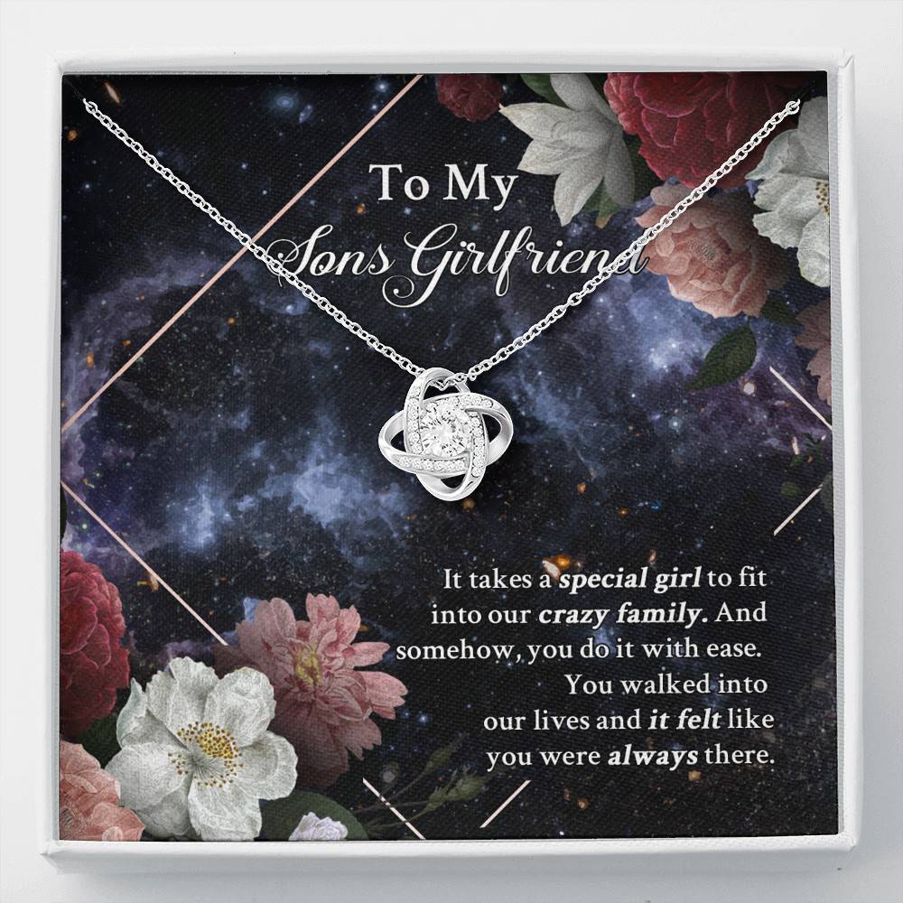 To My Sons Girlfriend It Takes A Special Girl To Fit Into Our Crazy Family Love Knot Necklace - Love Knot Necklace To My Sons Girlfriend It Takes A Special Girl To Fit Into Our Crazy Family Love Knot Necklace - Love Knot Necklace