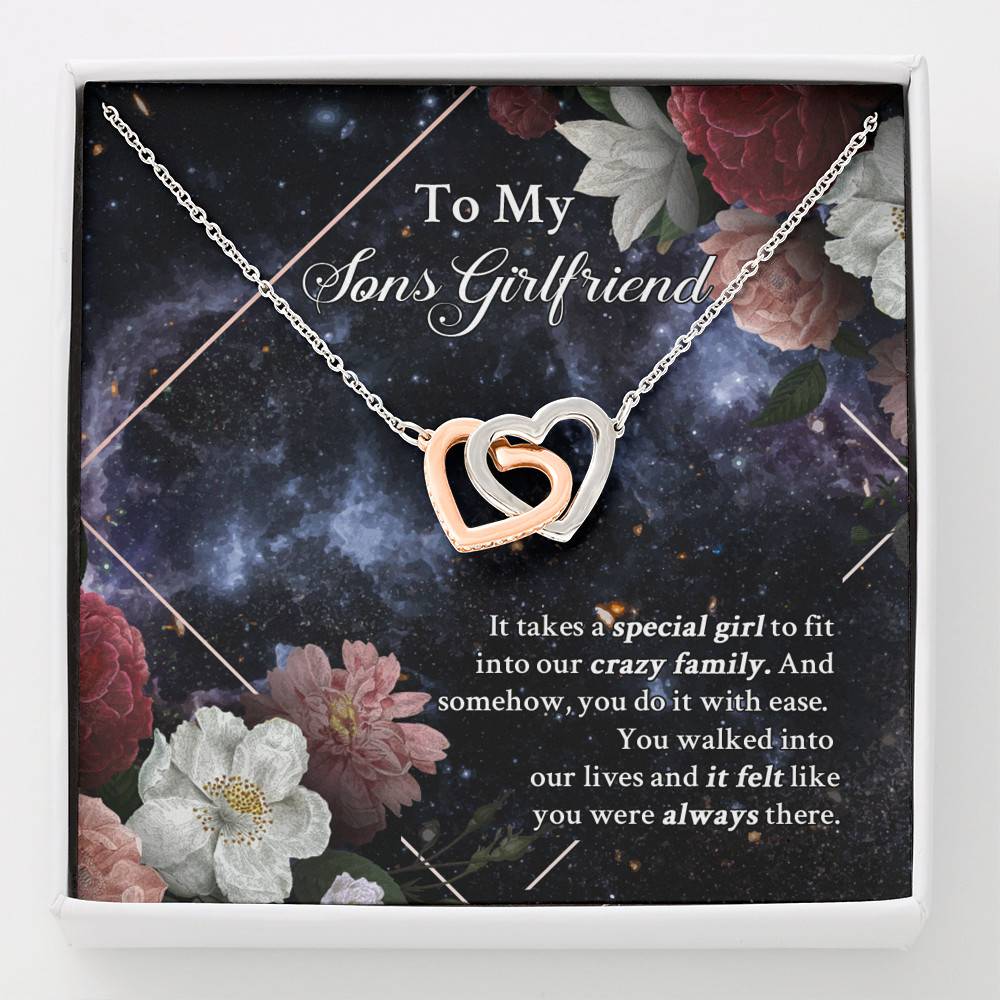 To My Sons Girlfriend It Takes A Special Girl To Fit Into Our Crazy Family Interlocking Hearts Pendant Necklace - Interlocking Hearts Necklace To My Sons Girlfriend It Takes A Special Girl To Fit Into Our Crazy Family Interlocking Hearts Pendant Necklace - Interlocking Hearts Necklace