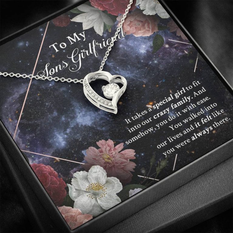 To My Sons Girlfriend It Takes A Special Girl To Fit Into Our Crazy Family Forever Love Heart Pendant Necklace