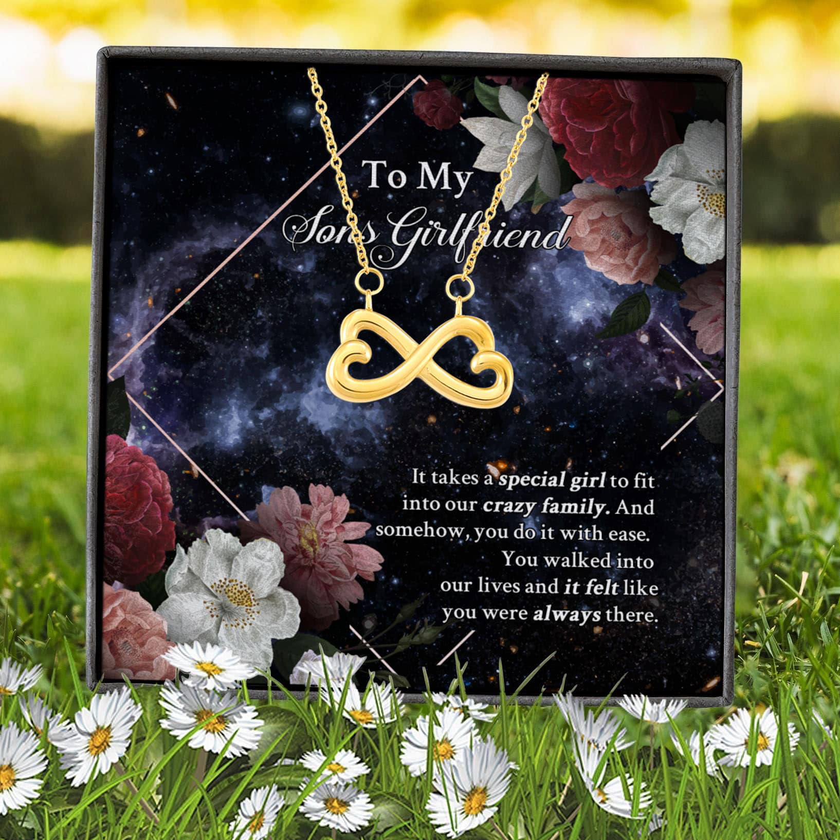 2VT. To My Sons Girlfriend Infinity Heart Necklace (Gold) 7