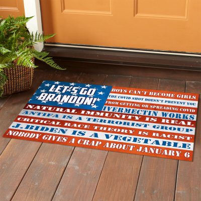 Alternative view of Let's Go Brandon Doormat - Biden Is A Vegetable Doormat - Anti Biden Doormat Political American Flag Doormat