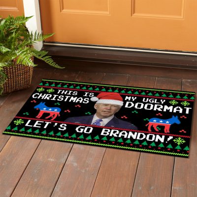 Alternative view of This Is My Ugly Christmas Doormat - Let's Go Brandon Doormat - Anti Biden Doormat Political Christmas Doormat