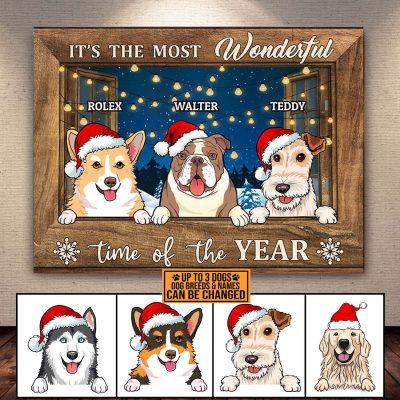 Personalized Dog Breeds It's The Most Wonderful Time Of The Year Wrapped Canvas Prints - Unframed Poster