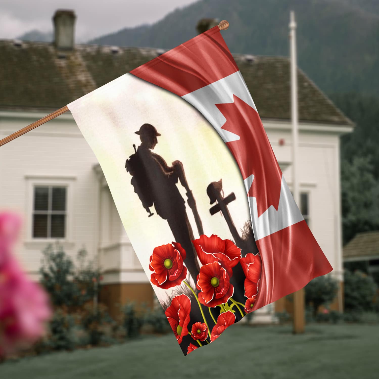 1O. Canada Veteran-30x40 House Flag Mockup 4
