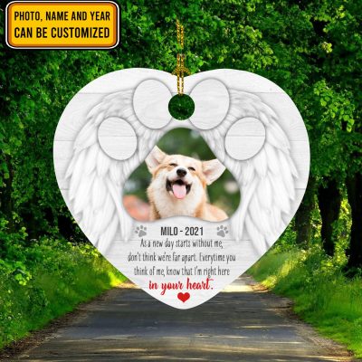 Alternative view of Personalized Photo Sympathy Gifts As A New Day Starts Without Me Don't Think We're Far Apart Decorative Christmas Heart Ornament Keepsake